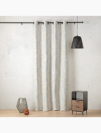 Cortina jacquard geométrica con textura retro