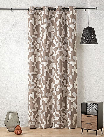 Cortina jacquard geométrica con textura retro