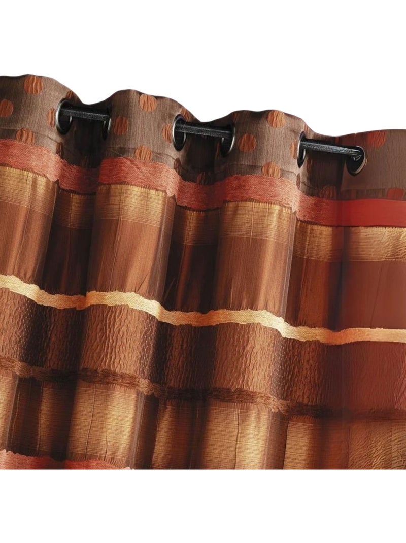 Cortina Jacquard Lunares y Rayas Marrón chocolate - Kiabi