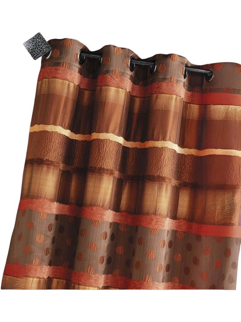Cortina Jacquard Lunares y Rayas Marrón chocolate - Kiabi