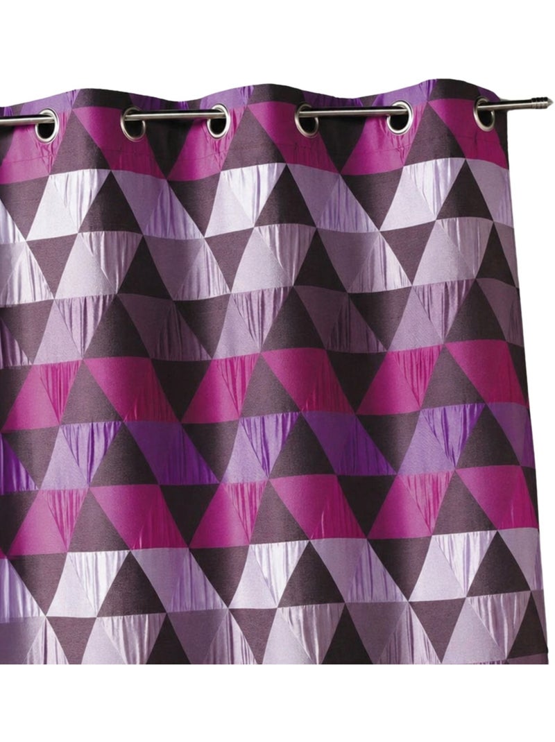 Cortina Jacquard Motivos geométricos Violeta ciruela - Kiabi