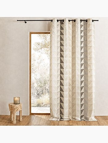 Cortina jacquard opaca con estampados triangulares