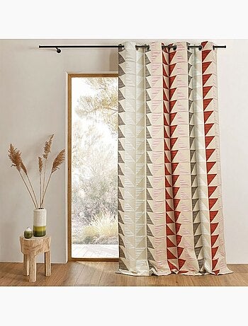 Cortina jacquard opaca con estampados triangulares