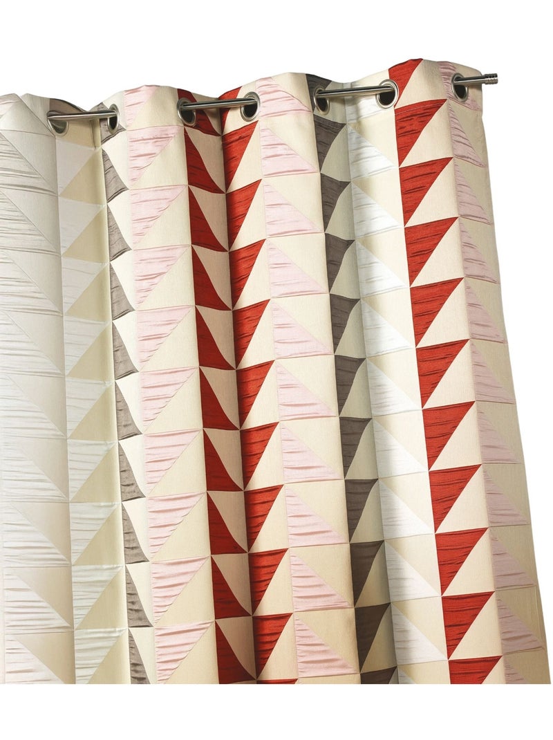 Cortina jacquard opaca con estampados triangulares Burdeos - Kiabi