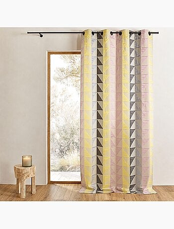 Cortina jacquard opaca con estampados triangulares
