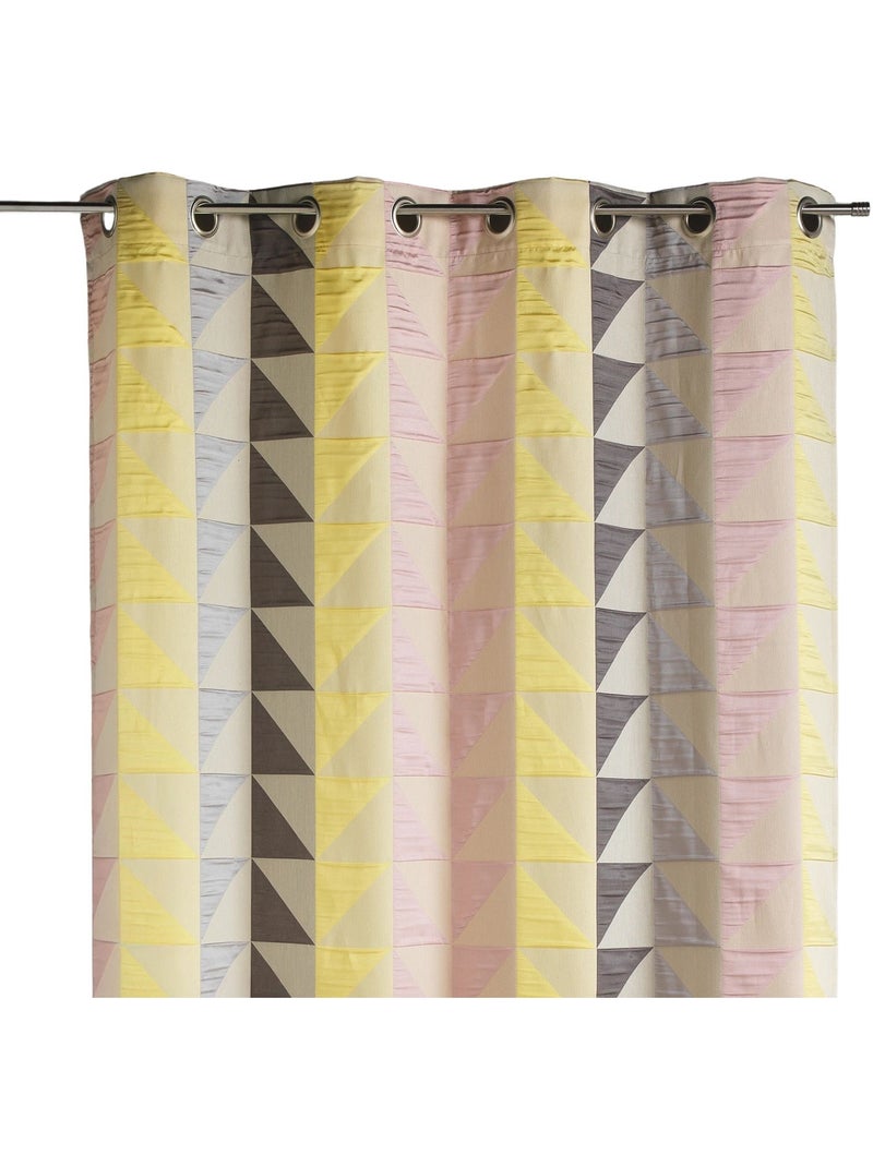Cortina jacquard opaca con estampados triangulares Rosa pastel - Kiabi