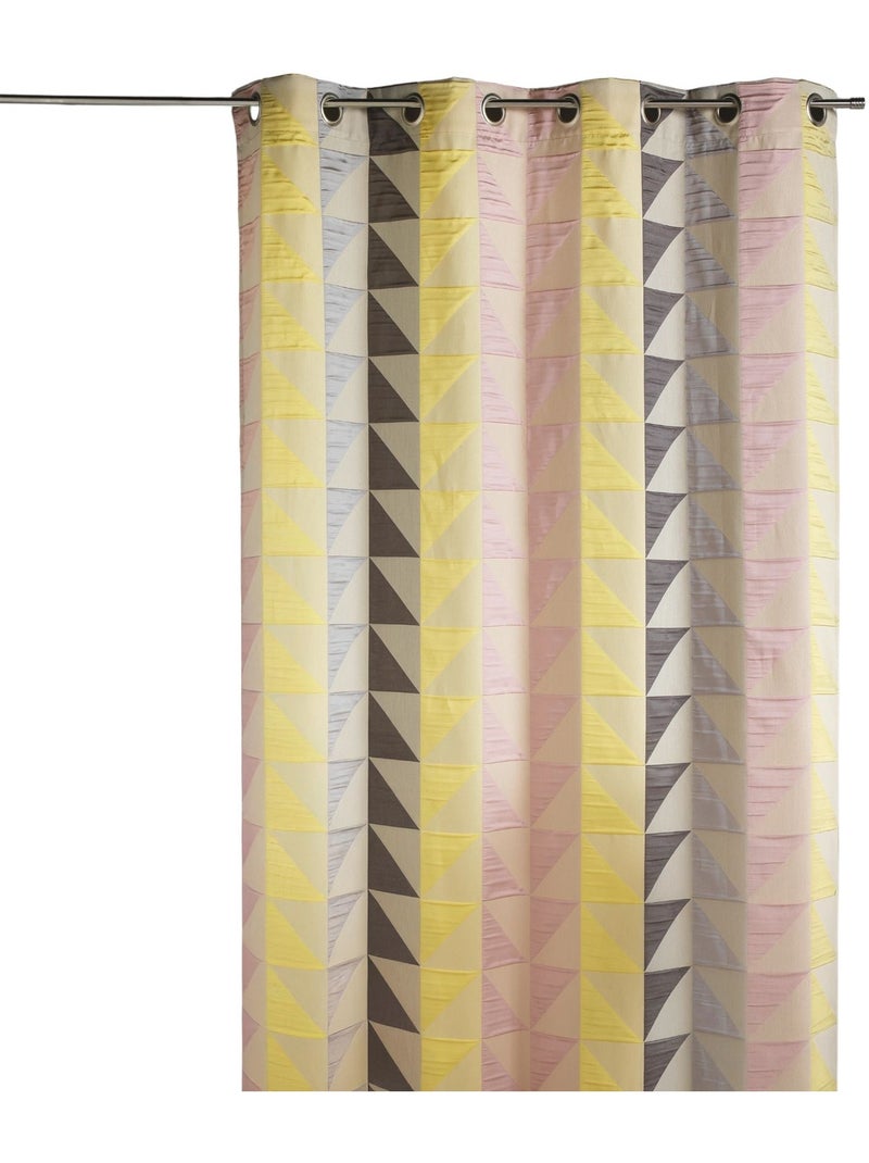 Cortina jacquard opaca con estampados triangulares Rosa pastel - Kiabi
