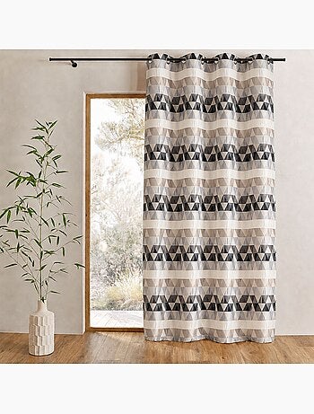 Cortina jacquard semitransparente con motivos triangulares