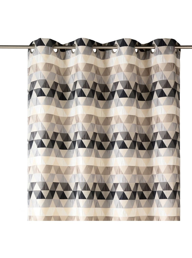 Cortina jacquard semitransparente con motivos triangulares Gris claro - Kiabi