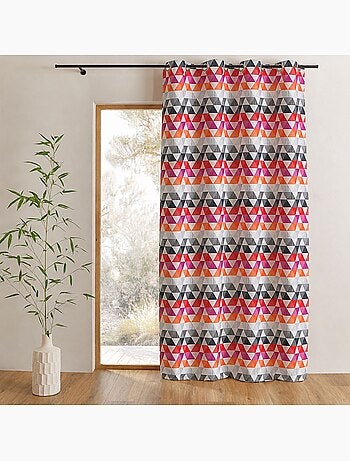 Cortina jacquard semitransparente con motivos triangulares