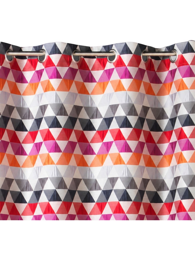 Cortina jacquard semitransparente con motivos triangulares Naranja - Kiabi