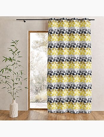 Cortina jacquard semitransparente con motivos triangulares