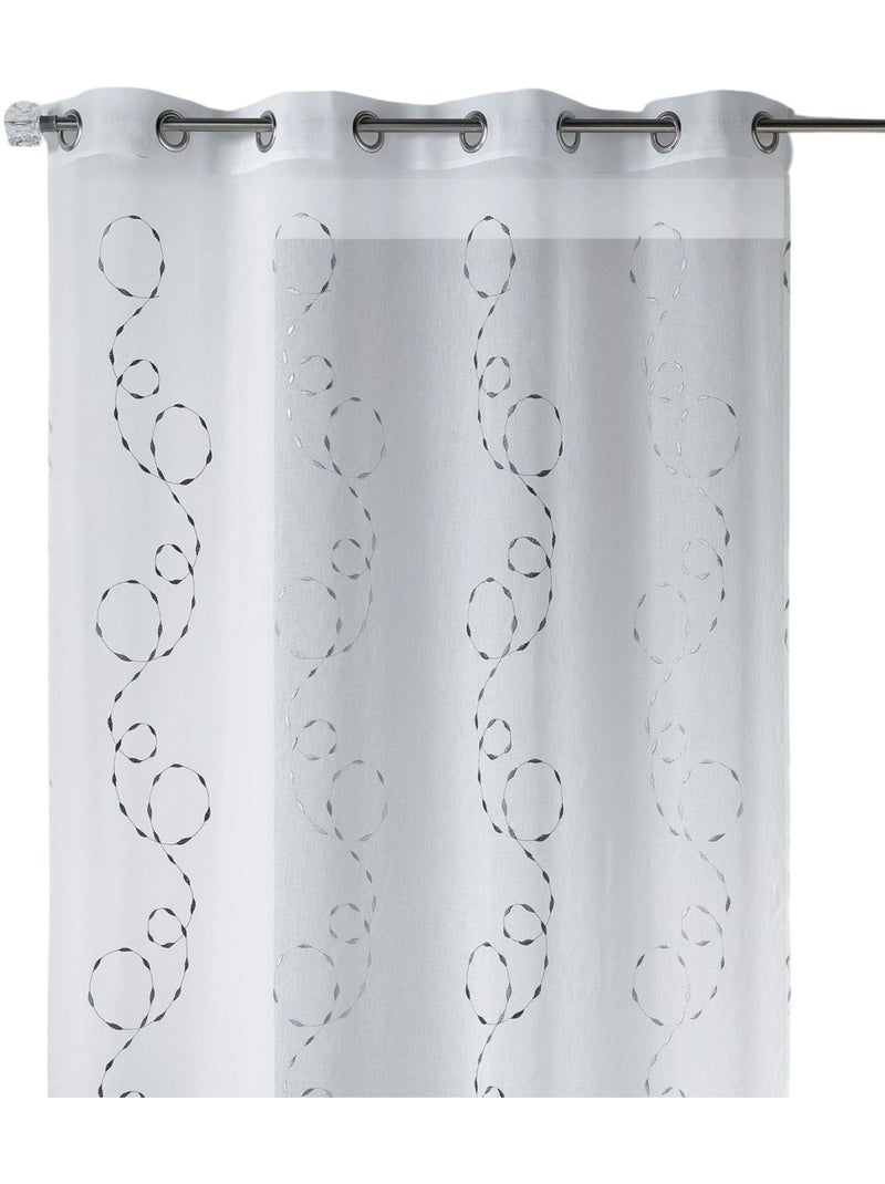 Cortina ligera bordada con motivos decorativos Gris claro - Kiabi