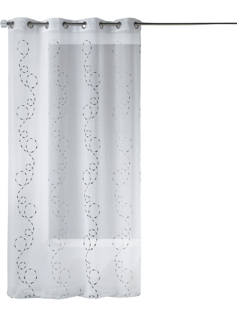 Cortina ligera bordada con motivos decorativos Gris claro - Kiabi