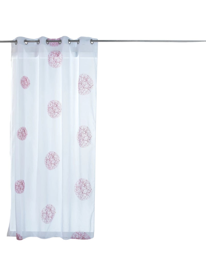 Cortina ligera con motivos de círculos bordados Rojo - Kiabi