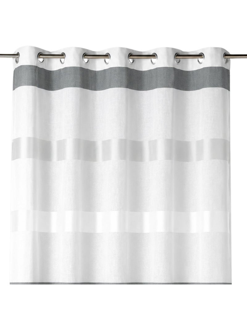 Cortina ligera con rayas horizontales de estilo sencillo Marfil - Kiabi