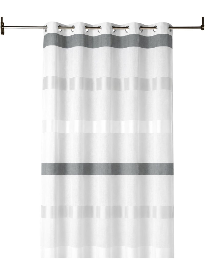 Cortina ligera con rayas horizontales de estilo sencillo Marfil - Kiabi