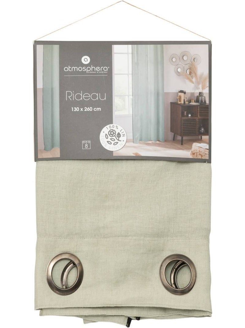 Cortina linah verde celadón 130x260cm Verde claro - Kiabi