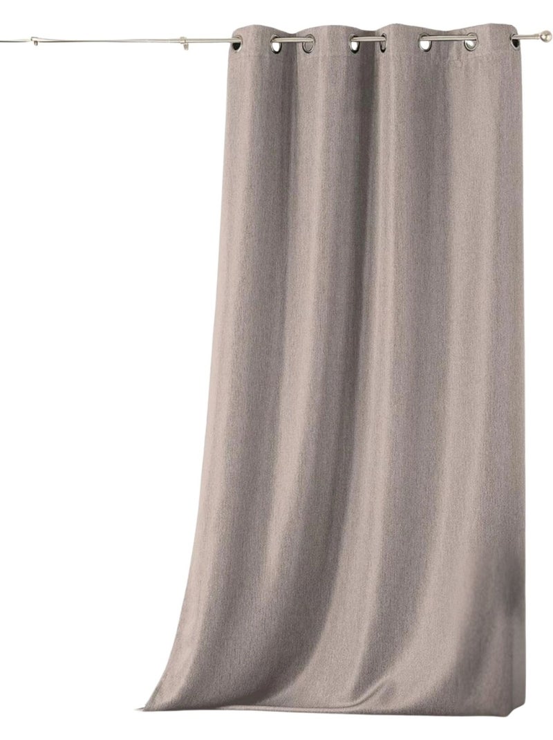 Cortina lisa con ojales Beige claro - Kiabi