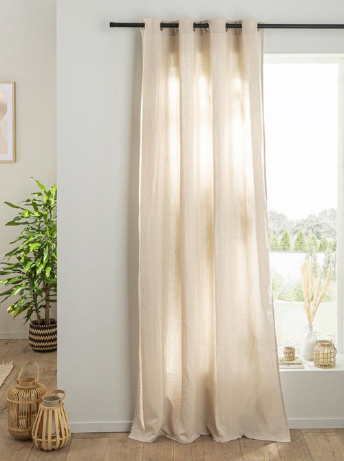 Cortina lisa de gasa de algodón con ojales, por unidad, 140 x 260 cm - Kiabi