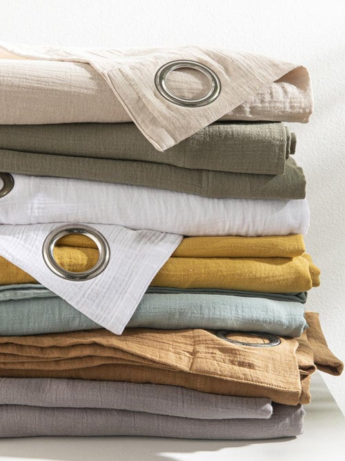 Cortina lisa de gasa de algodón con ojales, por unidad, 140 x 260 cm - Kiabi