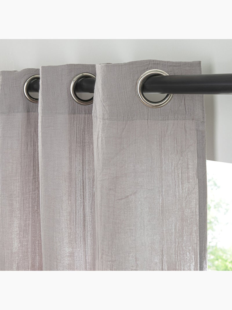 Cortina lisa de gasa de algodón con ojales, por unidad, 140 x 260 cm Gris oscuro - Kiabi