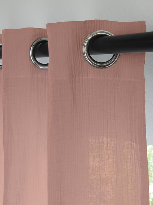 Cortina lisa de gasa de algodón con ojales, por unidad, 140 x 260 cm - Kiabi