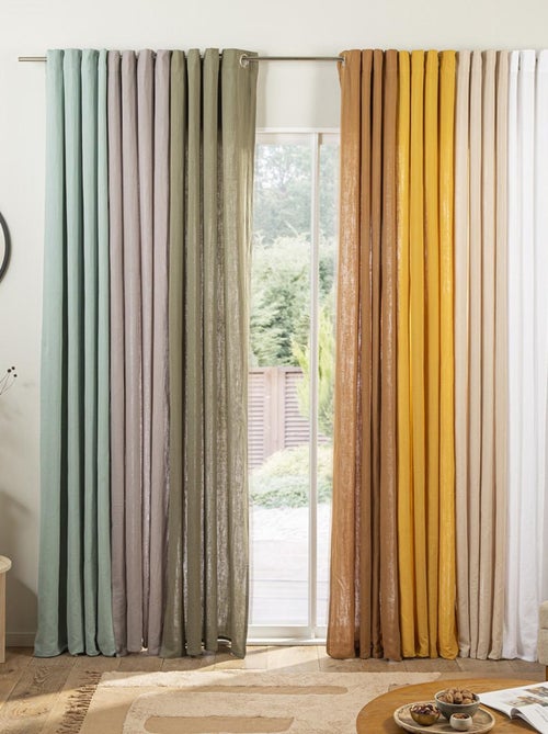 Cortina lisa de gasa de algodón con ojales, por unidad, 140 x 300 cm. - Kiabi