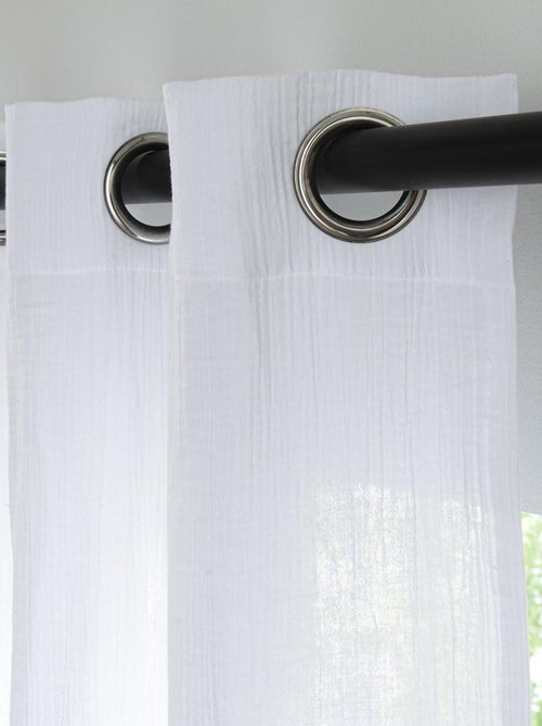 Cortina lisa de gasa de algodón con ojales, por unidad, 140 x 300 cm. - Kiabi