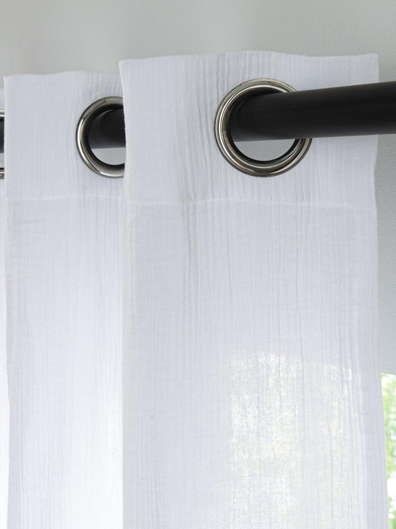 Cortina lisa de gasa de algodón con ojales, por unidad, 140 x 300 cm. Blanco - Kiabi
