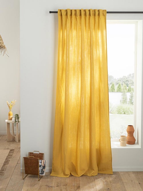 Cortina lisa de gasa de algodón con presillas ocultas, 140 x 260 cm - Kiabi