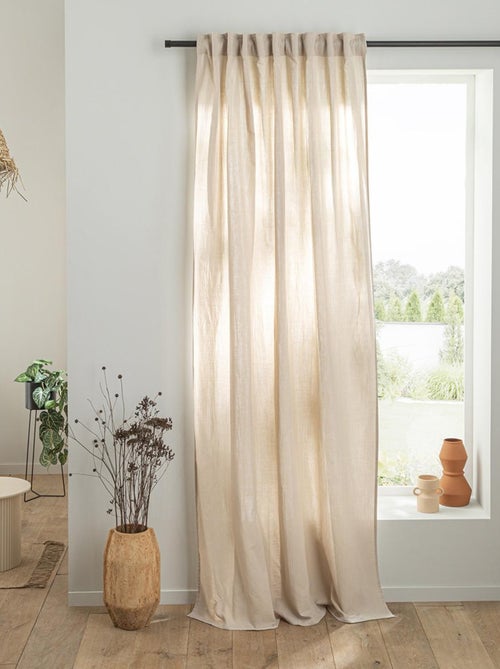 Cortina lisa de gasa de algodón con presillas ocultas, 140 x 260 cm - Kiabi