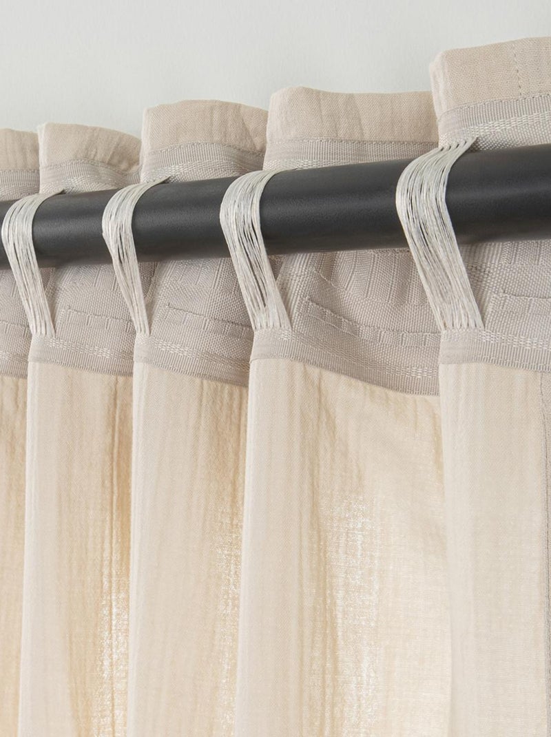 Cortina lisa de gasa de algodón con presillas ocultas, 140 x 260 cm Beige - Kiabi