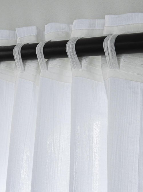 Cortina lisa de gasa de algodón con presillas ocultas, 140 x 260 cm - Kiabi