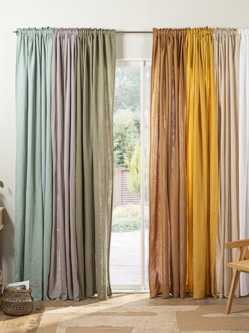 Cortina lisa de gasa de algodón con presillas ocultas, 140 x 260 cm - Kiabi