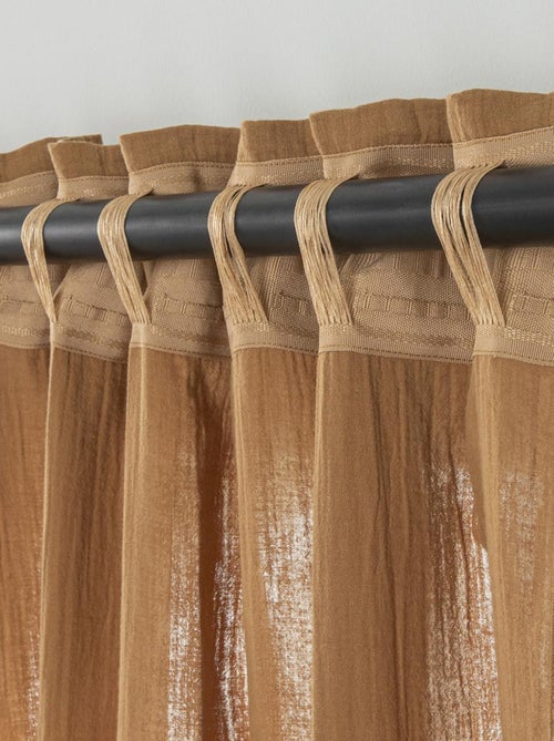 Cortina lisa de gasa de algodón con presillas ocultas, 140 x 260 cm - Kiabi