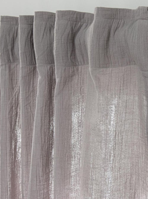 Cortina lisa de gasa de algodón con presillas ocultas, 140 x 260 cm - Kiabi