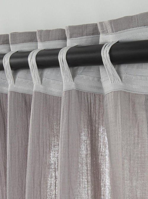 Cortina lisa de gasa de algodón con presillas ocultas, 140 x 260 cm - Kiabi