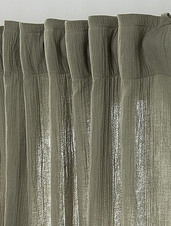 Cortina lisa de gasa de algodón con presillas ocultas, 140 x 260 cm