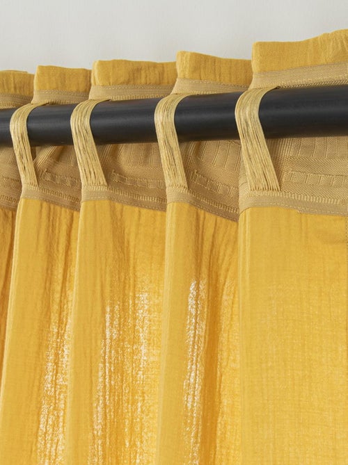 Cortina lisa de gasa de algodón con presillas ocultas, 140 x 300 cm - Kiabi