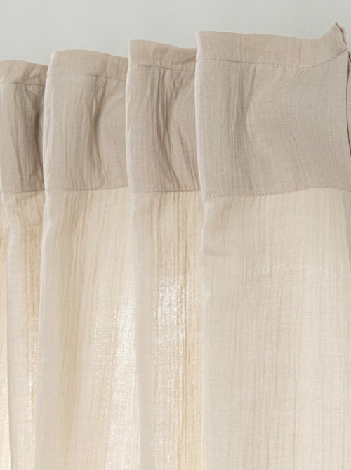 Cortina lisa de gasa de algodón con presillas ocultas, 140 x 300 cm - Kiabi