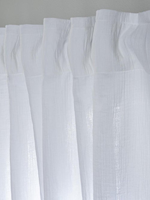 Cortina lisa de gasa de algodón con presillas ocultas, 140 x 300 cm - Kiabi