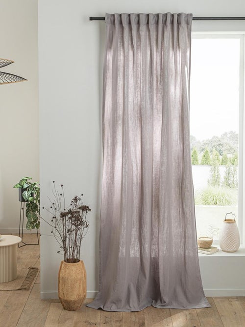 Cortina lisa de gasa de algodón con presillas ocultas, 140 x 300 cm - Kiabi