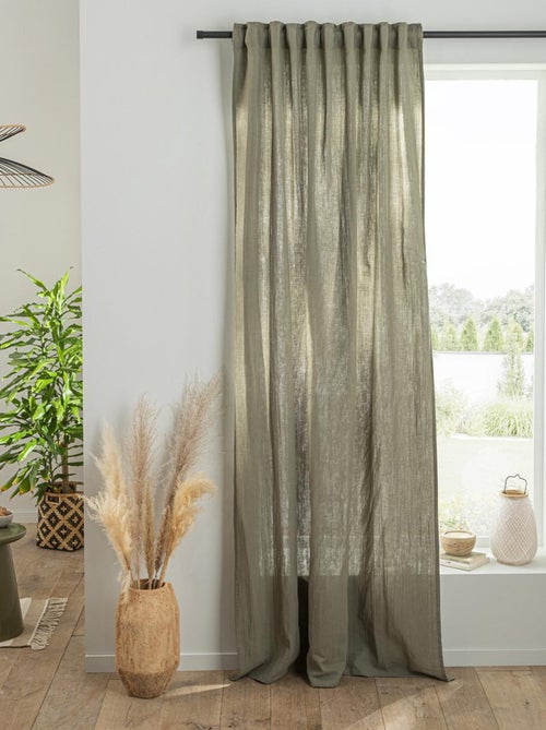 Cortina lisa de gasa de algodón con presillas ocultas, 140 x 300 cm - Kiabi