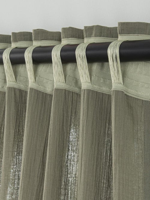 Cortina lisa de gasa de algodón con presillas ocultas, 140 x 300 cm - Kiabi