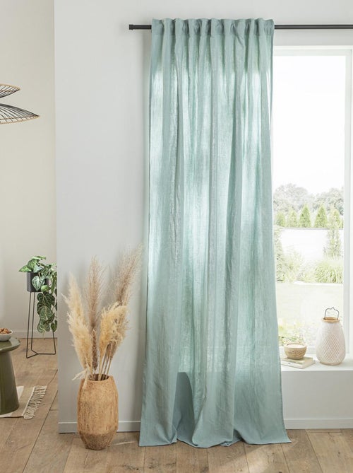 Cortina lisa de gasa de algodón con presillas ocultas, 140 x 300 cm - Kiabi