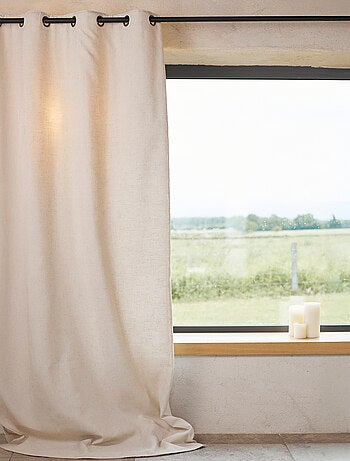Cortina lisa de lino con ojales