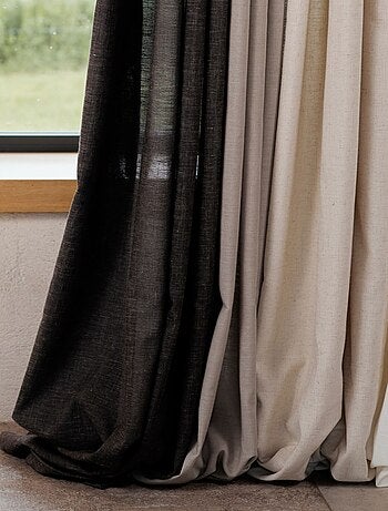 Cortina lisa de lino con ojales