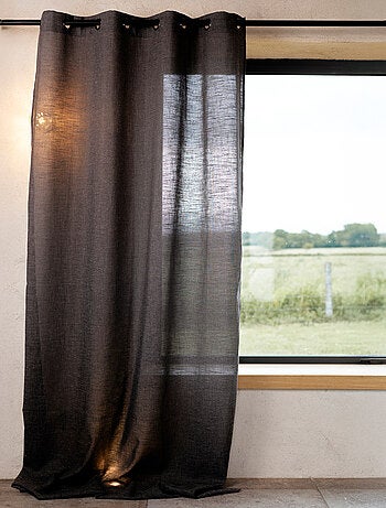 Cortina lisa de lino con ojales