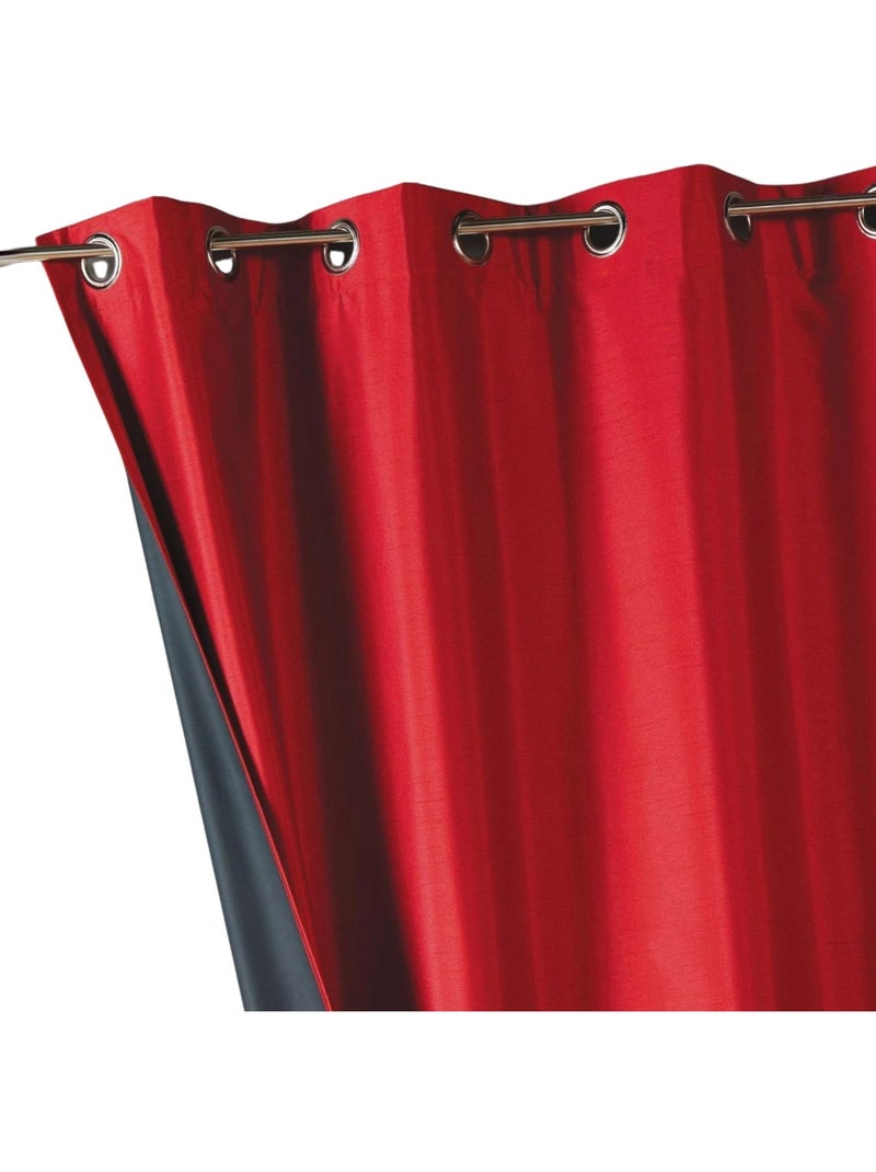 Cortina lisa de shantung, 100 % opaca, de 3 capas Rojo ladrillo - Kiabi
